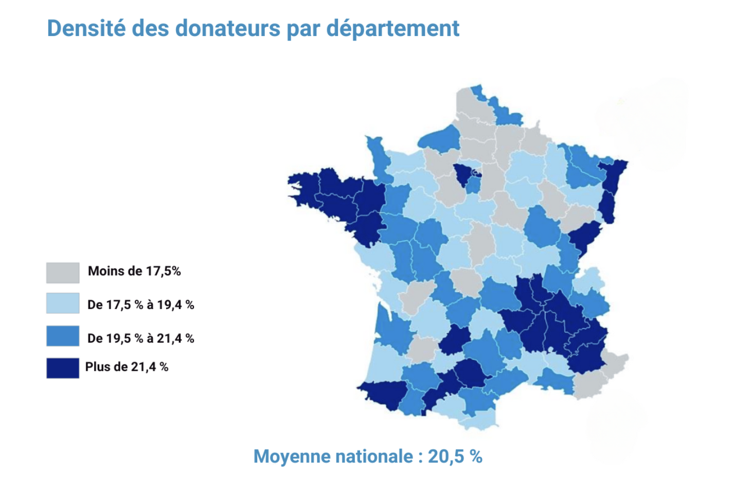 Densité des donateurs par département - Source : France Générosités